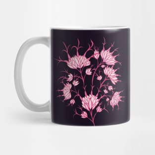 Pink Flowers On Dark Purple Decorative Floral Mug